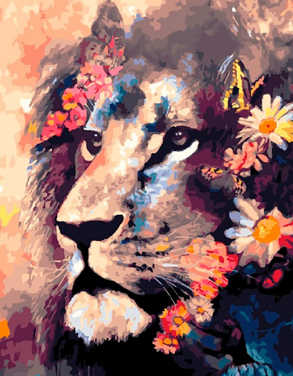 Недорого Картина раскраска по номерам Великолепный лев Магазин ВсеТак